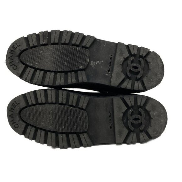 CHANEL - Gray Black Leather Chemical Fiber Women's Boots 678-040125 - Picture 4 of 8